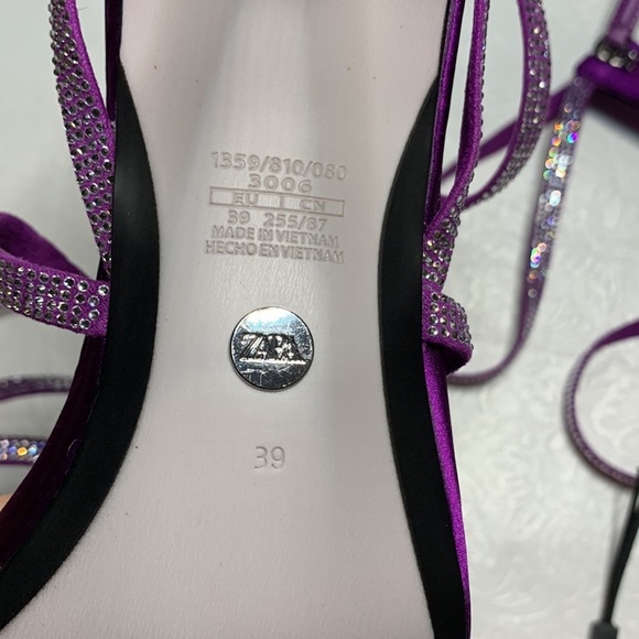 Zara Purple‎ Gladiator Heeled Sandals with Rhinestones - Picture 3 of 7